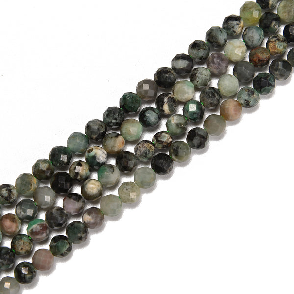 Natural Dark Multi Color Emerald Faceted Round Beads Size 4.5-5mm 6mm 15.5''Strd