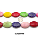 Multi Color Magnesite Turquoise Flat Oval Beads Size 20x30mm 22x28mm 15.5"Strand