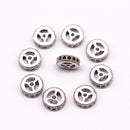 silver plated micro pave black zircon flat wheel charm