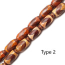Red Antique Tibetan Dzi Agate Barrel Drum Beads 12x24mm 15x33mm 15.5" Strand