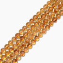 Grade A Natural Citrine Smooth Round Beads Size 6mm 8-8.5mm 10mm 12mm 15.5'' Strand