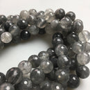 cloudy quartz faceted round beads