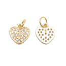 Gold Plated Sterling Silver Heart Shape Charm with CZ Size 9.5×10mm 3 PCS in Bag