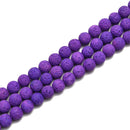 2.0mm Large Hole Bright Purple Lava Rock Stone Smooth Round Size 6-10mm 15.5'' Strand