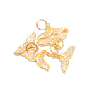 Gold Plated Sterling Silver Fishtail Charm with CZ Size 8x14mm 3 PCS Per Bag