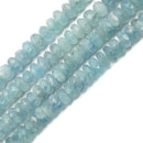 Natural Aquamarine Faceted Rondelle Beads Size Approx 6-8x10mm 15.5" Strand
