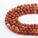 red Striped agate matte round beads