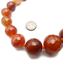 Natural Carnelian Graduated Faceted Round Beads 14mm-24mm 15.5" Strand