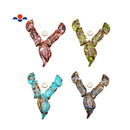 Bronzite Blue/Pink/Green Impression Jasper Leaf Pendant Beads Approx 35x70mm