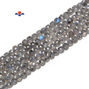 Natural Labradorite with Black Specks Faceted Cube Beads Size 4mm 15.5'' Strand