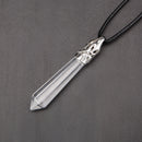 clear crystal pendant silver plated hexagonal healing leather chain