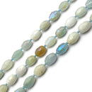 AB Coated Multi Color Aquamarine Faceted Rice Shape Beads 12x15mm 15.5"Strand