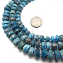 Natural Apatite Faceted Rondelle Wheel Beads 5x12-8x15mm 15.5" Strand