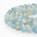 natural aquamarine faceted star cut beads