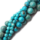 Genuine Natural Turquoise Smooth Round Beads 5mm 6mm 7mm 8mm 9mm 10mm 15.5" Strand