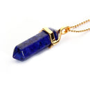 5 Pack Pendulum Pendant Healing Point 40x8mm Gold Chain Yellow Tiger Eye, Aventurine, Lapis Lazuli, Rose Quartz, Amethyst