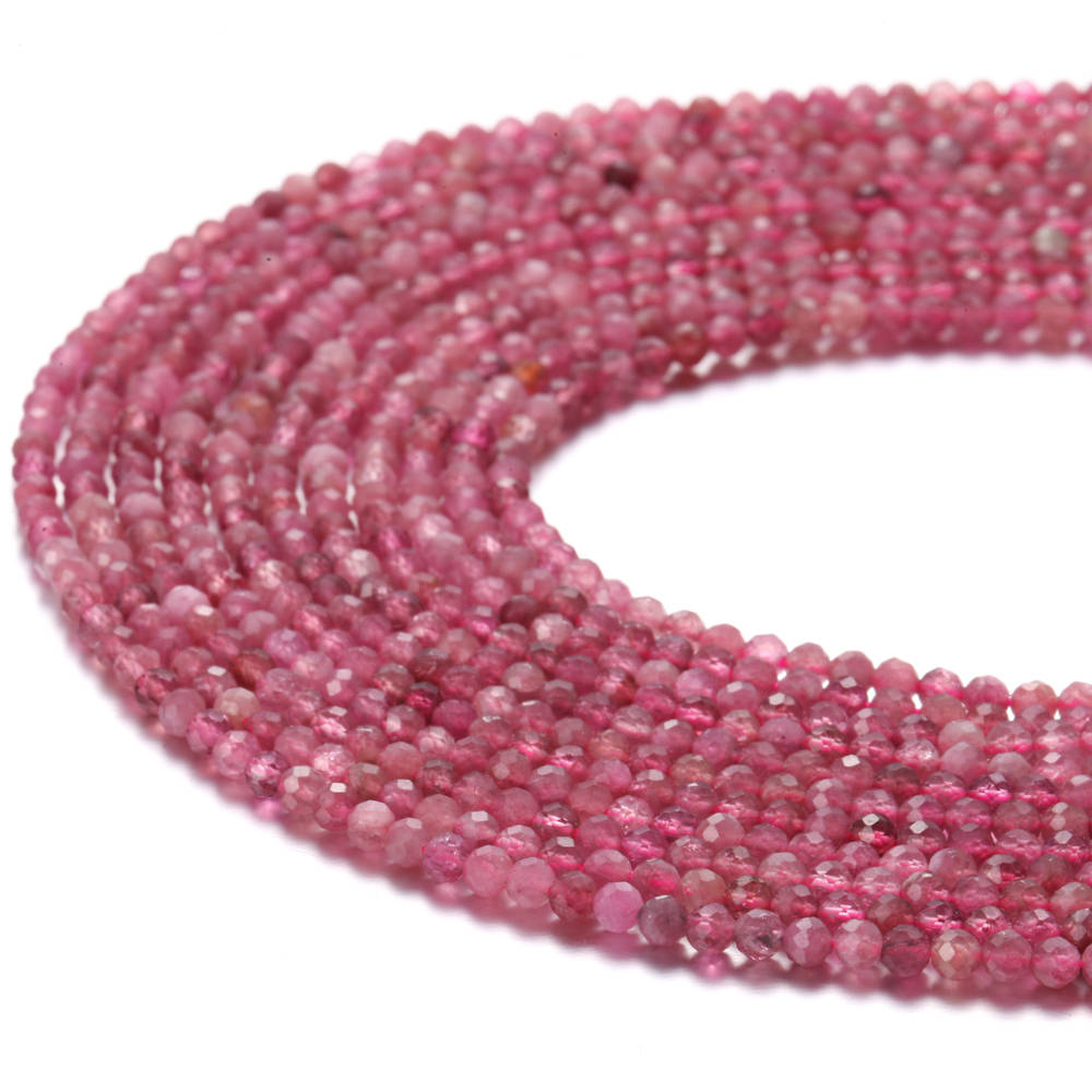 Le Sky Natural Stone Beads Faceted Pink Tourmaline Stone Loose Beads 4mm 15 Inches for Jewelry Making Necklace Charms Decoration Gif