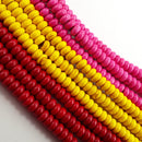 red yellow pink howlite turquoise smooth rondelle beads 