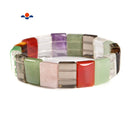 Multi Gemstones Rectangle Double Drill Bracelet Size Approx 10x14mm Length 7.5"