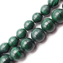 Natural Malachite Smooth Round Beads 12mm 14mm 15.5" Strand