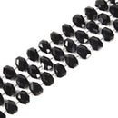 Natural Black Obsidian Center Drilled Faceted Octagon Size 10x14mm 15.5''Strand