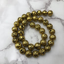 gold coated lava rock stone beads