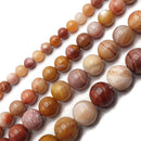 Red Banded Fossil Agate Smooth Round Beads 6mm 8mm 10mm 12mm 15.5" Strand