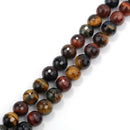 Multi-Color Tiger's Eye Faceted Round Beads 4mm 6mm 8mm 10mm 12mm 15.5" Strand