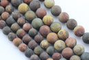 large hole red creek jasper matte round beads