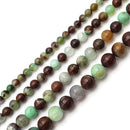 Brown Green Chrysoprase Smooth Round Beads 6mm 8mm 10mm 12mm 15.5" Strand