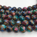 multi color mosaic quartz smooth round beads
