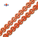 Orange Howlite Peace Sign Coin Disc Beads 15mm 20mm 25mm 15.5" Strand