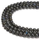 Natural Black Labradorite Smooth Round Beads Size 7mm 8mm 15.5'' Strand