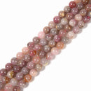 Multi Color Madagascar Rose Quartz Smooth Round Beads 6mm 8mm 10mm 15.5'' Strand