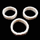 Carved Shell Double Drill Bracelet Rectangle Faceted 14x18mm 7.5'' Length