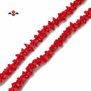 Red Bamboo Coral Hand Carved Flower Beads Size 6x14mm 15.5'' Strand