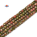 Natural Unakite Faceted Cube Beads Size 4-5mm 15.5'' Strand