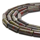 Natural Green Dragon Blood Jasper Cylinder Tube Beads Size 4x13mm 15.5'' Strand