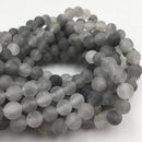 large hole cloudy quartz matte round beads