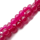 Fuchsia Pink Dyed Jade Smooth Round Beads 4mm 6mm 8mm 10mm 15.5" Strand