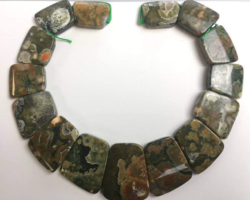 rainforest jasper rhyolite graduated trapezoid slab slice beads 