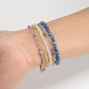 02-Natural Gemstone Faceted Round Beaded Elastic Bracelet 2mm 3mm 4mm 7.5'' Long