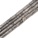 Natural Gray Map Jasper Cylinder Tube Beads Size 4x13mm 15.5'' Strand
