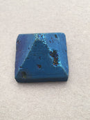 natural tiny druzy agate pyramid silver gold rainbow blue colors