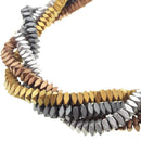 gray gold silver copper hematite matte faceted flat square beads
