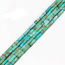 Light Blue Sea Sediment Jasper Rectangle Tube Beads 4x13mm 15.5" Strand