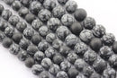 large hole snowflake obsidian matte round beads