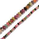 Natural Multi Tourmaline Faceted Rondelle Beads Size 2.5x4mm 4x6mm 15.5'' Strand