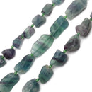 Natural Green Fluorite Rough Nugget Chunks Beads 10-15mm 15-20mm 15.5'' Strand