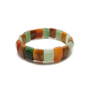 Multi Jade Double Drill Bracelet Rectangle Shape 11x15mm Length 7.5"